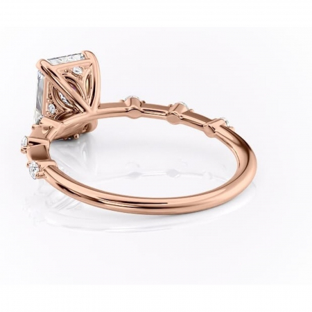 Inel de logodnă Evelina din aur Rose 14kt cu moissanite tăietură radiantă – Solitar rafinată pentru profil mediu | Personalizează și configurează gratuit online [3]