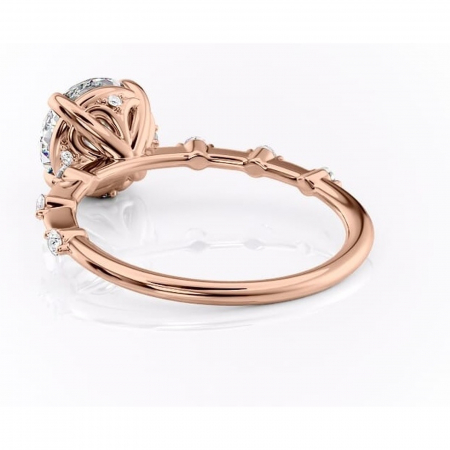 Inel de logodnă Evelina din aur Rose 14kt cu moissanite tăietură rotundă – Solitar rafinată pentru profil mediu | Personalizează și configurează gratuit online [3]