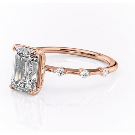 Inel de logodnă Evelina din aur Rose 18kt cu moissanite tăietură smarald – Solitar rafinată pentru profil mediu | Personalizează și configurează gratuit online [6]