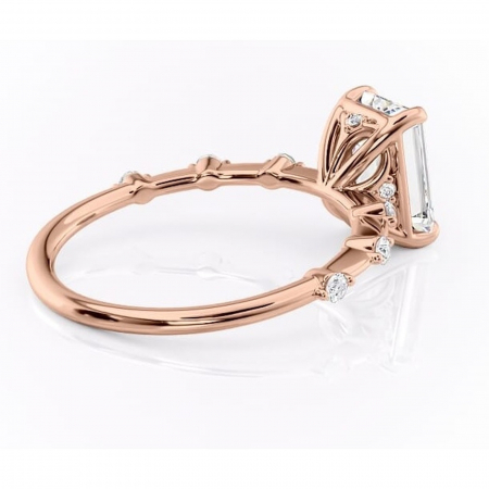 Inel de logodnă Evelina din aur Rose 18kt cu moissanite tăietură smarald – Solitar rafinată pentru profil mediu | Personalizează și configurează gratuit online [2]