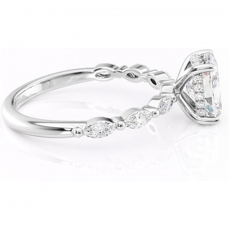Inel de logodnă Everly din aur Alb 14kt cu moissanite tăietură asscher – Pietre laterale rafinată pentru profil înalt | Personalizează și configurează gratuit online [1]