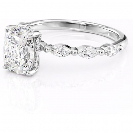 Inel de logodnă Everly din aur Alb 14kt cu moissanite tăietură asscher – Pietre laterale rafinată pentru profil înalt | Personalizează și configurează gratuit online [6]