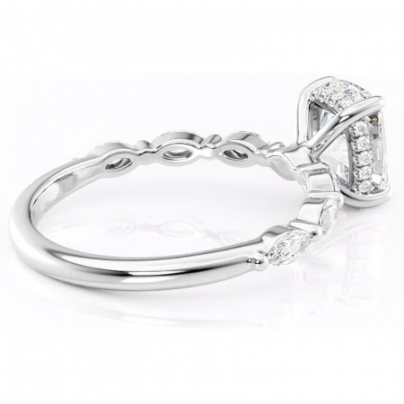 Inel de logodnă Everly din aur Alb 14kt cu moissanite tăietură asscher – Pietre laterale rafinată pentru profil înalt | Personalizează și configurează gratuit online [2]