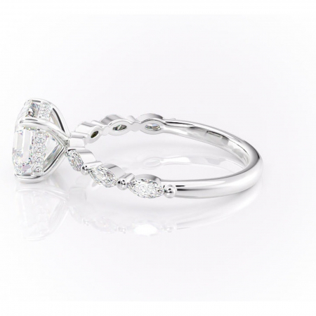 Inel de logodnă Everly din aur Alb 14kt cu moissanite tăietură asscher – Pietre laterale rafinată pentru profil înalt | Personalizează și configurează gratuit online [5]