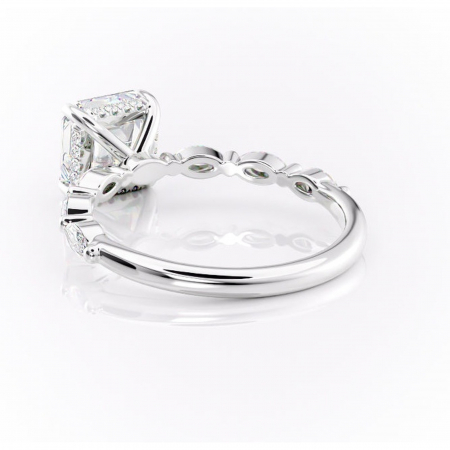 Inel de logodnă Everly din aur Alb 14kt cu moissanite tăietură asscher – Pietre laterale rafinată pentru profil înalt | Personalizează și configurează gratuit online [3]