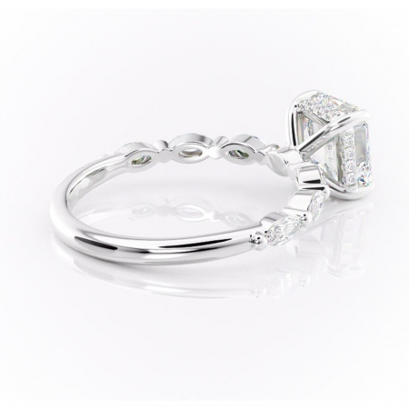 Inel de logodnă Everly din aur Alb 14kt cu moissanite tăietură asscher – Pietre laterale rafinată pentru profil înalt | Personalizează și configurează gratuit online [2]