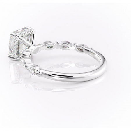 Inel de logodnă Everly din aur Alb 14kt cu moissanite tăietură asscher – Pietre laterale rafinată pentru profil înalt | Personalizează și configurează gratuit online [4]