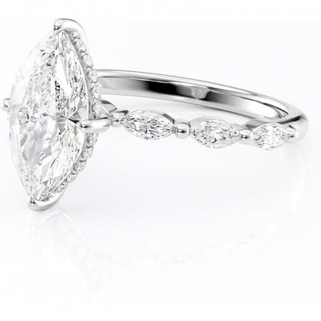 Inel de logodnă Everly din aur Alb 14kt cu moissanite tăietură marquise – Pietre laterale rafinată pentru profil înalt | Personalizează și configurează gratuit online [6]