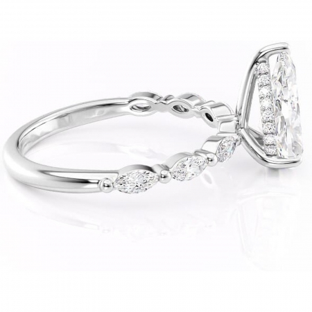 Inel de logodnă Everly din aur Alb 14kt cu moissanite tăietură pară – Pietre laterale rafinată pentru profil înalt | Personalizează și configurează gratuit online [1]