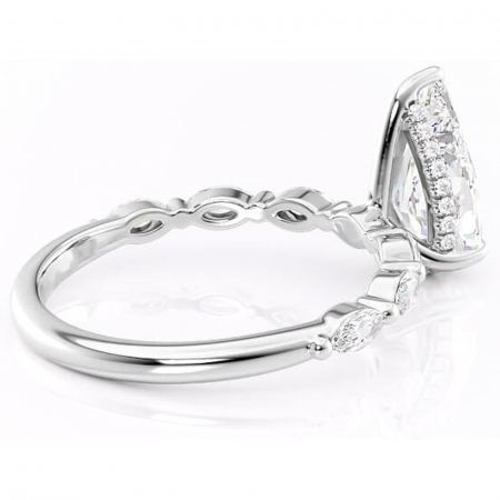 Inel de logodnă Everly din aur Alb 14kt cu moissanite tăietură pară – Pietre laterale rafinată pentru profil înalt | Personalizează și configurează gratuit online [2]
