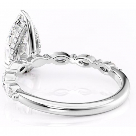 Inel de logodnă Everly din aur Alb 14kt cu moissanite tăietură pară – Pietre laterale rafinată pentru profil înalt | Personalizează și configurează gratuit online [3]