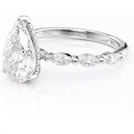 Inel de logodnă Everly din aur Alb 14kt cu moissanite tăietură pară – Pietre laterale rafinată pentru profil înalt | Personalizează și configurează gratuit online [6]