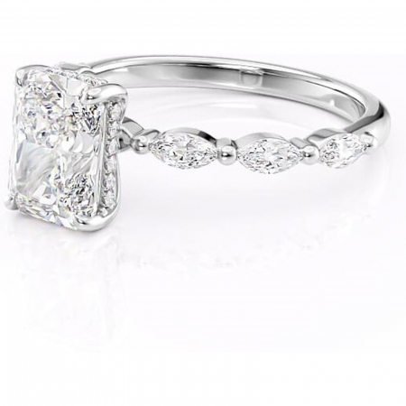 Inel de logodnă Everly din aur Alb 14kt cu moissanite tăietură radiantă – Pietre laterale rafinată pentru profil înalt | Personalizează și configurează gratuit online [6]