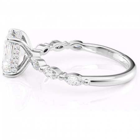 Inel de logodnă Everly din aur Alb 14kt cu moissanite tăietură radiantă – Pietre laterale rafinată pentru profil înalt | Personalizează și configurează gratuit online [5]