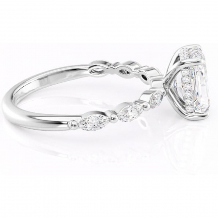 Inel de logodnă Everly din aur Alb 14kt cu moissanite tăietură radiantă – Pietre laterale rafinată pentru profil înalt | Personalizează și configurează gratuit online [1]
