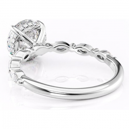 Inel de logodnă Everly din aur Alb 14kt cu moissanite tăietură rotundă – Pietre laterale rafinată pentru profil înalt | Personalizează și configurează gratuit online [3]