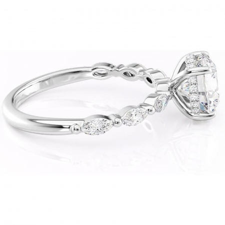 Inel de logodnă Everly din aur Alb 14kt cu moissanite tăietură rotundă – Pietre laterale rafinată pentru profil înalt | Personalizează și configurează gratuit online [1]