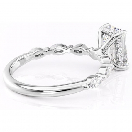 Inel de logodnă Everly din aur Alb 14kt cu moissanite tăietură smarald – Pietre laterale rafinată pentru profil înalt | Personalizează și configurează gratuit online [2]