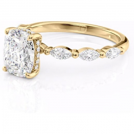 Inel de logodnă Everly din aur Galben 14kt cu moissanite tăietură asscher – Pietre laterale rafinată pentru profil înalt | Personalizează și configurează gratuit online [6]