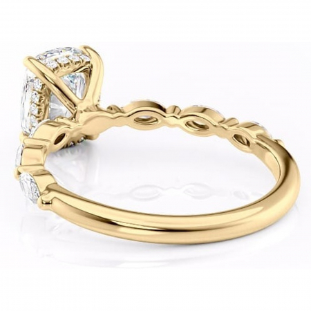 Inel de logodnă Everly din aur Galben 14kt cu moissanite tăietură asscher – Pietre laterale rafinată pentru profil înalt | Personalizează și configurează gratuit online [3]