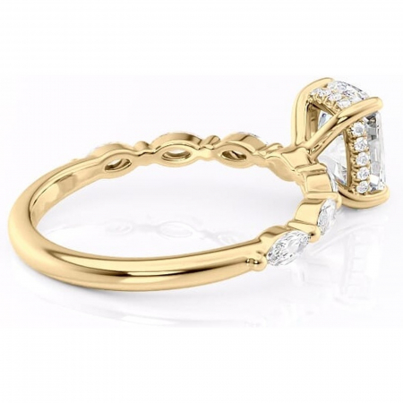 Inel de logodnă Everly din aur Galben 14kt cu moissanite tăietură asscher – Pietre laterale rafinată pentru profil înalt | Personalizează și configurează gratuit online [2]