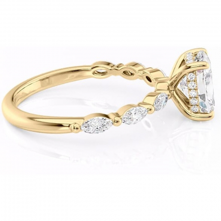 Inel de logodnă Everly din aur Galben 14kt cu moissanite tăietură asscher – Pietre laterale rafinată pentru profil înalt | Personalizează și configurează gratuit online [1]