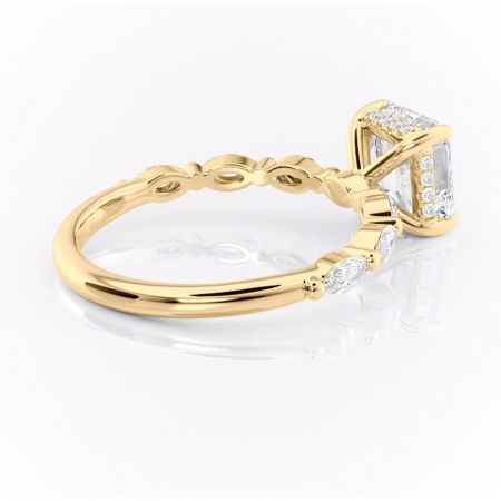Inel de logodnă Everly din aur Galben 18kt cu moissanite tăietură asscher – Pietre laterale rafinată pentru profil înalt | Personalizează și configurează gratuit online [2]
