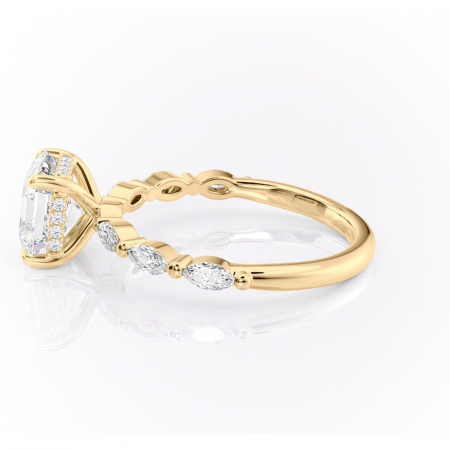 Inel de logodnă Everly din aur Galben 18kt cu moissanite tăietură asscher – Pietre laterale rafinată pentru profil înalt | Personalizează și configurează gratuit online [5]