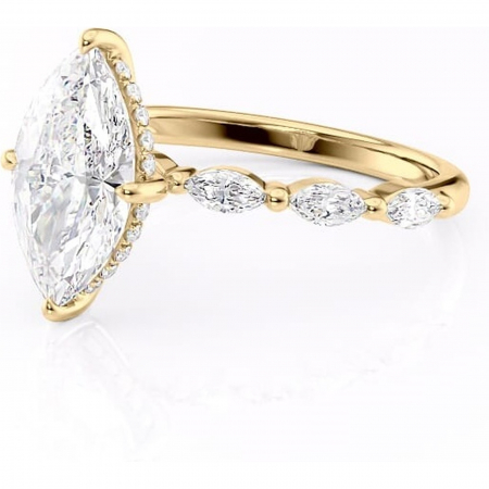 Inel de logodnă Everly din aur Galben 14kt cu moissanite tăietură marquise – Pietre laterale rafinată pentru profil înalt | Personalizează și configurează gratuit online [6]
