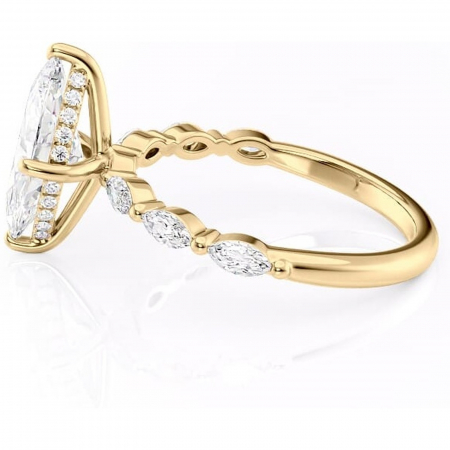 Inel de logodnă Everly din aur Galben 14kt cu moissanite tăietură marquise – Pietre laterale rafinată pentru profil înalt | Personalizează și configurează gratuit online [5]