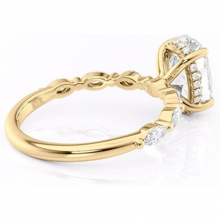 Inel de logodnă Everly din aur Galben 14kt cu moissanite tăietură ovală – Pietre laterale rafinată pentru profil înalt | Personalizează și configurează gratuit online [2]