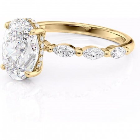 Inel de logodnă Everly din aur Galben 14kt cu moissanite tăietură ovală – Pietre laterale rafinată pentru profil înalt | Personalizează și configurează gratuit online [6]