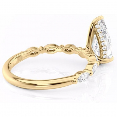 Inel de logodnă Everly din aur Galben 18kt cu moissanite tăietură pară – Pietre laterale rafinată pentru profil înalt | Personalizează și configurează gratuit online [2]