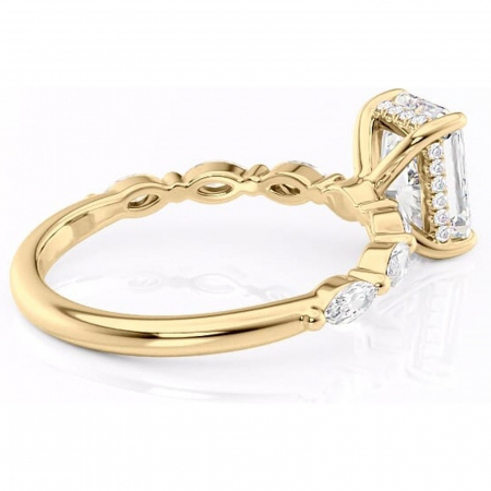 Inel de logodnă Everly din aur Galben 18kt cu moissanite tăietură radiantă – Pietre laterale rafinată pentru profil înalt | Personalizează și configurează gratuit online [2]