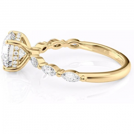 Inel de logodnă Everly din aur Galben 14kt cu moissanite tăietură rotundă – Pietre laterale rafinată pentru profil înalt | Personalizează și configurează gratuit online [5]