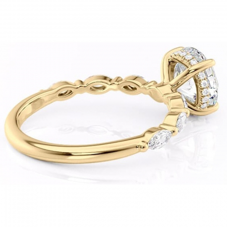 Inel de logodnă Everly din aur Galben 14kt cu moissanite tăietură rotundă – Pietre laterale rafinată pentru profil înalt | Personalizează și configurează gratuit online [2]