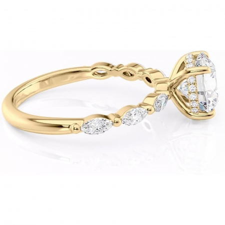 Inel de logodnă Everly din aur Galben 14kt cu moissanite tăietură rotundă – Pietre laterale rafinată pentru profil înalt | Personalizează și configurează gratuit online [1]