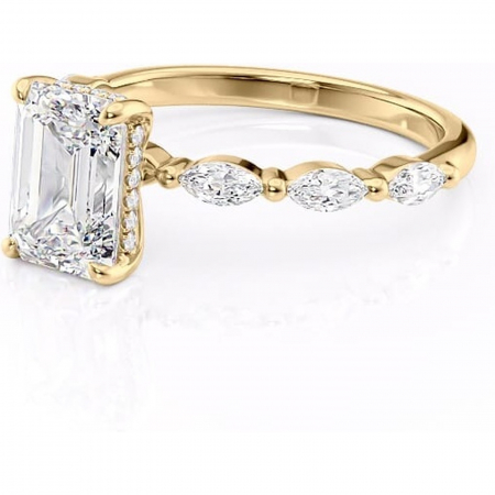 Inel de logodnă Everly din aur Galben 14kt cu moissanite tăietură smarald – Pietre laterale rafinată pentru profil înalt | Personalizează și configurează gratuit online [6]