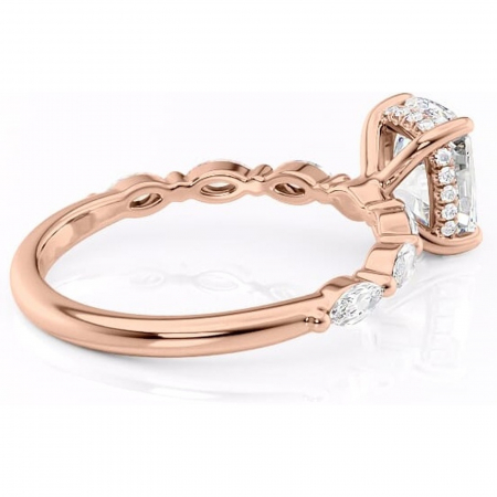 Inel de logodnă Everly din aur Rose 14kt cu moissanite tăietură asscher – Pietre laterale rafinată pentru profil înalt | Personalizează și configurează gratuit online [2]