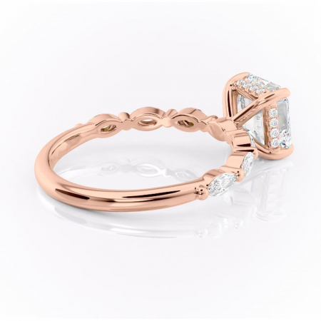 Inel de logodnă Everly din aur Rose 14kt cu moissanite tăietură asscher – Pietre laterale rafinată pentru profil înalt | Personalizează și configurează gratuit online [2]