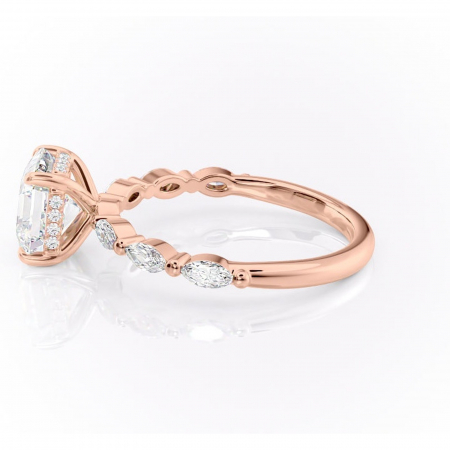 Inel de logodnă Everly din aur Rose 14kt cu moissanite tăietură asscher – Pietre laterale rafinată pentru profil înalt | Personalizează și configurează gratuit online [5]