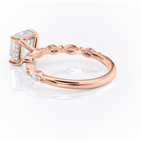 Inel de logodnă Everly din aur Rose 14kt cu moissanite tăietură asscher – Pietre laterale rafinată pentru profil înalt | Personalizează și configurează gratuit online [4]