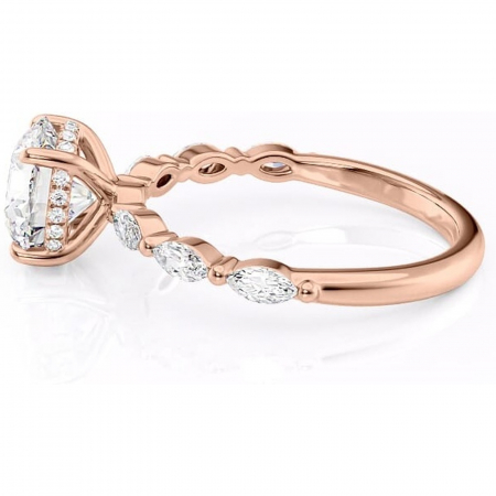 Inel de logodnă Everly din aur Rose 14kt cu moissanite tăietură rotundă – Pietre laterale rafinată pentru profil înalt | Personalizează și configurează gratuit online [5]