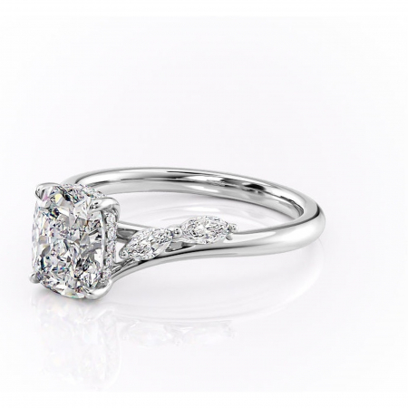 Inel de logodnă Faelynn din aur Alb 14kt cu moissanite tăietură asscher – Pietre laterale rafinată pentru profil înalt | Personalizează și configurează gratuit online [6]