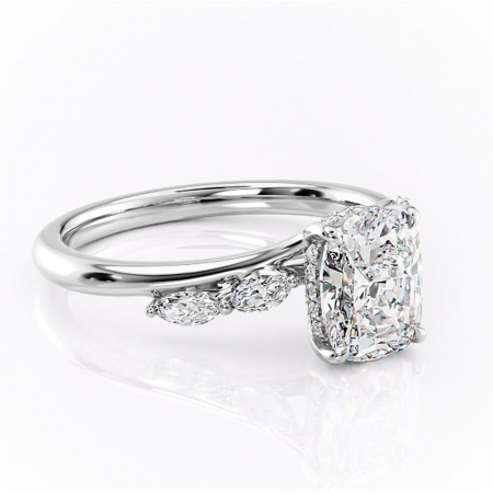 Pernă alungită - Inel de logodnă Faelynn din aur Alb 14kt cu moissanite tăietură asscher – Pietre laterale rafinată pentru profil înalt | Personalizează și configurează gratuit online