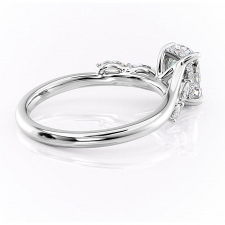 Inel de logodnă Faelynn din aur Alb 14kt cu moissanite tăietură asscher – Pietre laterale rafinată pentru profil înalt | Personalizează și configurează gratuit online [2]