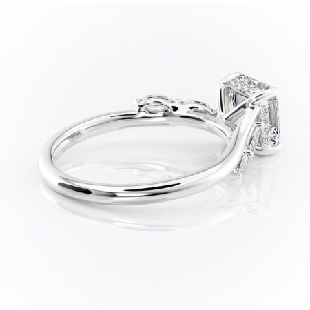 Inel de logodnă Faelynn din aur Alb 14kt cu moissanite tăietură asscher – Pietre laterale rafinată pentru profil înalt | Personalizează și configurează gratuit online [2]