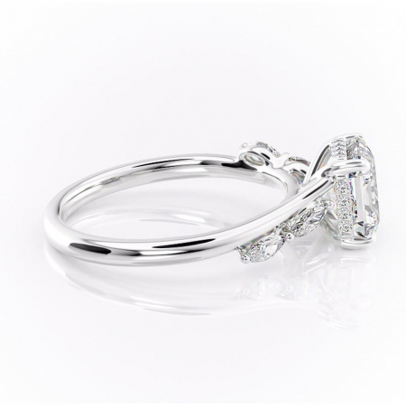 Inel de logodnă Faelynn din aur Alb 14kt cu moissanite tăietură asscher – Pietre laterale rafinată pentru profil înalt | Personalizează și configurează gratuit online [1]