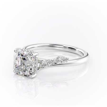 Inel de logodnă Faelynn din aur Alb 14kt cu moissanite tăietură asscher – Pietre laterale rafinată pentru profil înalt | Personalizează și configurează gratuit online [6]