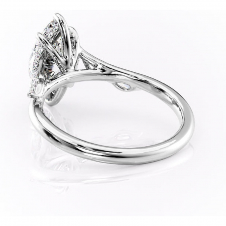 Inel de logodnă Faelynn din aur Alb 14kt cu moissanite tăietură marquise – Pietre laterale rafinată pentru profil înalt | Personalizează și configurează gratuit online [3]